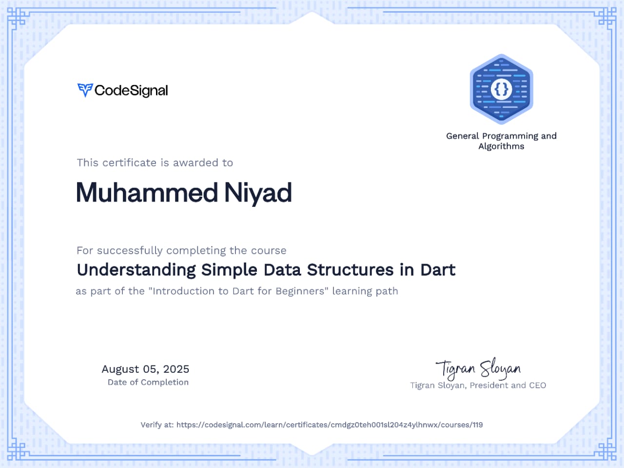 certificate of achievement